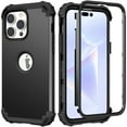 thumbnail image 1 of Decase iPhone 14 Pro Max 2022 Heavy Duty Protective Case [3 Layers] Hybrid Rugged Rubber Heavy Duty Shockproof Protection Cover for Apple iPhone 14 Pro Max, Black, 1 of 9