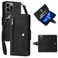 thumbnail image 1 of Decase iPhone 14 Pro Max 6.7'' Wallet Phone Case,Soft PU Leather Magnetic Clasp Purse Folio Flip Cover with Zipper Pocket Wristband Strap for Women Men,for iPhone 14 Pro Max,black, 1 of 7