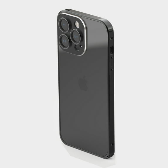 Decase for iPhone 14 Pro Max Case Compatible with Camera Lens Protector and Safety Lock Metal Aluminum Alloy Bumper Matte Frosted Translucent Back Wireless Charging Cover, Black