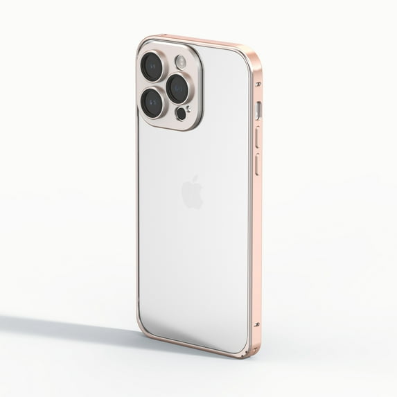 Decase for iPhone 14 Pro Max Case Compatible with Camera Lens Protector and Safety Lock Metal Aluminum Alloy Bumper Matte Frosted Translucent Back Wireless Charging Cover, Gold