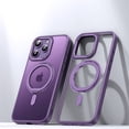 thumbnail image 1 of Decase for iPhone 14 Pro Max, Magnetic 360° Rotation Ring Holder Stand Case,Compatible with Mag Safe,Military Drop Protecton,Slim Plating Shockproof Matte Translucent Phone Cover Case, darkpurple, 1 of 8