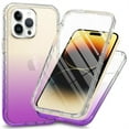 thumbnail image 1 of Decase for iPhone 14 Pro Max Two-layer Protection Case,Built-in Screen Protector,Slim Shockproof Anti-Scratch TPU Bumper Drop Proof Protective Clear Gradient Phone Case Cover,Purple, 1 of 4