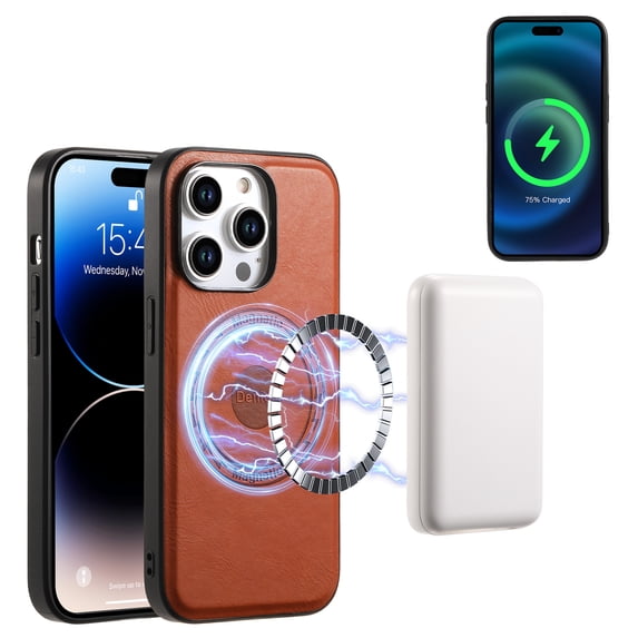 Decase for iPhone 14 Pro Max Wallet Phone Case,with Magnetic Detachable Card Slot,Compatible with MagSafe,Slim PU Leather Shockproof Kickstand Anti-Fall Magnetic Wallet Case Cover,Brown