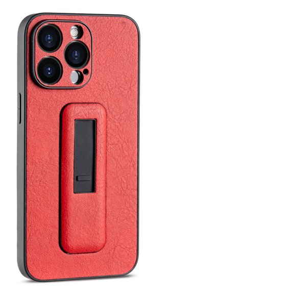 Decase for iPhone 14 Pro with Push-pull Kickstand Phone Case,Camera Lens Protector,Slim PU Leather Shockproof Skin-Friendly Stain-Resistant Drop Proof Protective Case,Red