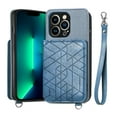 thumbnail image 1 of Decase for iPhone 14 Pro Wallet Case with Card Holder,RFID Blocking,Kickstand,Wrist Strap,Fit Magnetic Car Mount Luxury Leather Back Flip Cover Case for iPhone 14 Pro, Blue, 1 of 8
