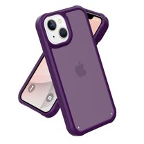 Decase for iPhone 14 Skin-Feel Translucent Case,Military Grade Anti-Drop Rugged Shockproof and Anti-Yellowing Protection Cover,Anti-Scratch Soft TPU   Hard PC Hybrid Cover for iPhone 14,Darkpurple