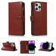 thumbnail image 1 of Decase for iPhone 15 Plus 6.7",iPhone 15 Plus Wallet Case Zipper Card Cash Slots Holder Kickstand Magnetic Clasp Minimalist PU Leather Phone Cover with Lanyard Strap,Brown, 1 of 8