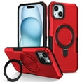thumbnail image 1 of Decase for iPhone 15 Plus with  Built-in Ring Holder Stand Case,Military Grade Shockproof Protective,Slim Rugged Anti-Scratch Non-Slip Hard Phone Cover Case for iPhone 15 Plus,Red, 1 of 9