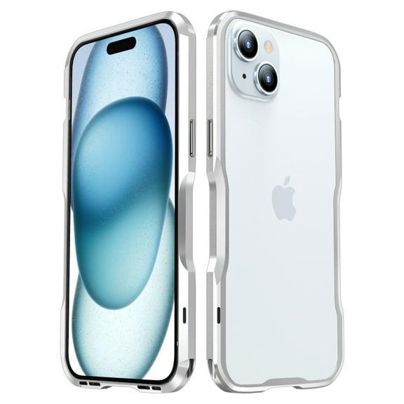 Decase For iPhone 15 Plus,Metal Frame Armor Bumper,Aluminum Frame Metal Bumper Frame Slim Hard Case Cover [Raised Edge Protection],for Apple iPhone 15 Plus(2023 Release) 6.7" - Silver