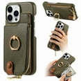 thumbnail image 1 of Decase for iPhone 15 Plus Zipper Wallet Casa,with Credit Card Holder,Built-in Ring Stand,RFID Blocking Design,Rugged Shockproof PU Leather Protective Case,Support Magnetic Car Mount,Armygreen, 1 of 10