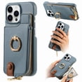 thumbnail image 1 of Decase for iPhone 15 Plus Zipper Wallet Casa,with Credit Card Holder,Built-in Ring Stand,RFID Blocking Design,Rugged Shockproof PU Leather Protective Case,Support Magnetic Car Mount,Blue, 1 of 10