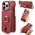 thumbnail image 1 of Decase for iPhone 15 Plus Zipper Wallet Casa,with Credit Card Holder,Built-in Ring Stand,RFID Blocking Design,Rugged Shockproof PU Leather Protective Case,Support Magnetic Car Mount,Red, 1 of 10