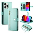 thumbnail image 1 of Decase for iPhone 15 Pro Case, Zipper Wallet Leather Case with Money Pocket 9 Card Slots Wrist Strap, Purse Clutch with Magnetic Flip Case for iPhone 15 Pro,Mint, 1 of 9
