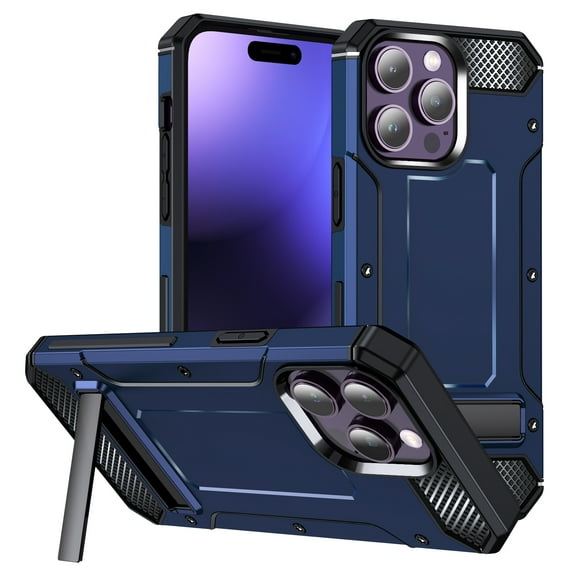 Decase for iPhone 15 Pro Max 2023 Dual-layer Protector Case,Rugged Dorp Proof Shockproof Built-in Invisible Folding Kickstand TPU Bumpe Hard PC Back Cover Case for iPhone 15 Pro Max,Royalblue