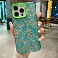 thumbnail image 1 of Decase for iPhone 15 Pro Max, Luxury Glossy Glitter Shining Sea Shell Pattern Drop Protection Case Fashionable Shockproof Slim Smooth Phone Cover for Women Girls,green, 1 of 7