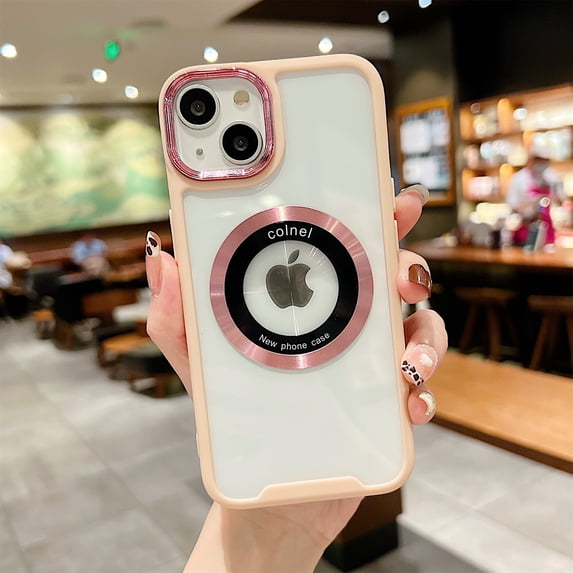 Decase for iPhone 15 Pro Max Magnetic Clear Case,Compatible with MagSafe,Slim Shockproof Anti-Scratch Drop Proof Non-Yellowing Anti-Fingerprint Clear Back Cover Case,Pink