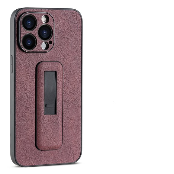 Decase for iPhone 15 Pro with Push-pull Kickstand Phone Case,Camera Lens Protector,Slim PU Leather Shockproof Skin-Friendly Stain-Resistant Drop Proof Protective Case,Winered