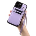 thumbnail image 1 of Decase For iPhone 15 Pro,Wallet Case PU Leather Shockproof Phone Shell Detachable Lanyard & Wrist Strap,Magnetic Buckle Back Cover Zipper Wallet Card Holder Pocket for Apple iPhone 15 Pro,Purple, 1 of 7