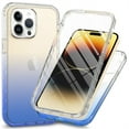 thumbnail image 1 of Decase for iPhone 15 Two-layer Protection Case,Built-in Screen Protector,Slim Shockproof Anti-Scratch TPU Bumper Drop Proof Protective Clear Gradient Phone Case Cover,Blue, 1 of 4