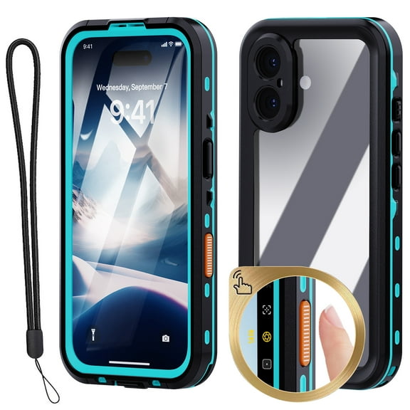 Decase for iPhone 16 Case Waterproof, Built-in Screen Protector & Camera Protector IP68 Underwater Full Body Military Dropproof Shockproof Phone Case 6.1",Blue