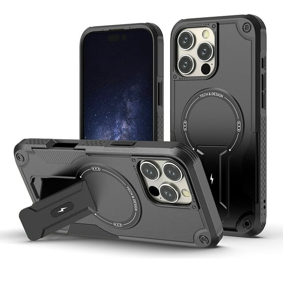Decase for iPhone 16 Pro Max Case with Kickstand, Compatible with MagSafe, Military-Grade Drop Protection Heavy Duty Hybrid Shockproof Rugged Protective Phone Cover for iPhone 16 Pro Max,Black