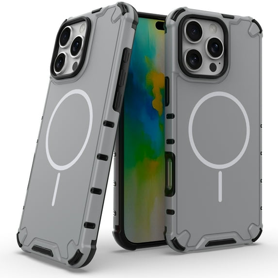 Decase for iPhone 16 Pro Max Mag-Safe Case,Military-Grade Drop Protection,Built-in Magnet,Heat Dissipation Back Cover,Support Wireless Charging,Shockproof Rugged PC+TPU Bumper Phone Case,Lightgray