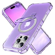 Decase for iPhone 16 Pro Max Phone Case, Compatible with Mag-Safe ,Military-Grade Protection, Built-in Stand, Clear Bumper Cover with Ring Holder for Men Women,Purple