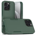 thumbnail image 1 of Decase for iPhone 16 Pro Max Rugged Case, Shockproof Heavy Duty Hybrid Protection Hard PC Shell Flexible TPU Bumper, Military Grade Drop Proof Durable Protective Case with Screen Protector,Darkgreen, 1 of 5