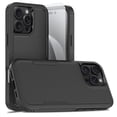 thumbnail image 1 of Decase for iPhone 16 Pro Max Rugged Case, Shockproof Heavy Duty Hybrid Protection Hard PC Shell Flexible TPU Bumper, Military Grade Drop Proof Durable Protective Case with Screen Protector,Black, 1 of 5