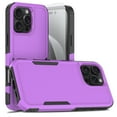thumbnail image 1 of Decase for iPhone 16 Pro Rugged Case, Shockproof Heavy Duty Hybrid Protection Hard PC Shell Flexible TPU Bumper, Military Grade Drop Proof Durable Protective Case with Screen Protector,Purple, 1 of 5