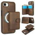 thumbnail image 1 of Decase for iPhone 16e Flip PU Leather Back Cover with 2-in-1 Detachable Magnetic Wallet with 5 Card Slots Compatible Mag-Safe and RFlD Blocking Kickstand and Wireless Charging,Brown, 1 of 6