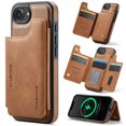 thumbnail image 1 of Decase for iPhone 16e Magnetic Case, Detachable Leather Wallet Case with Card Holder Slots,RFID Blocking Hybrid Back Cover,Wireless Charging Support,Shockproof Protective Cover,Brown, 1 of 10