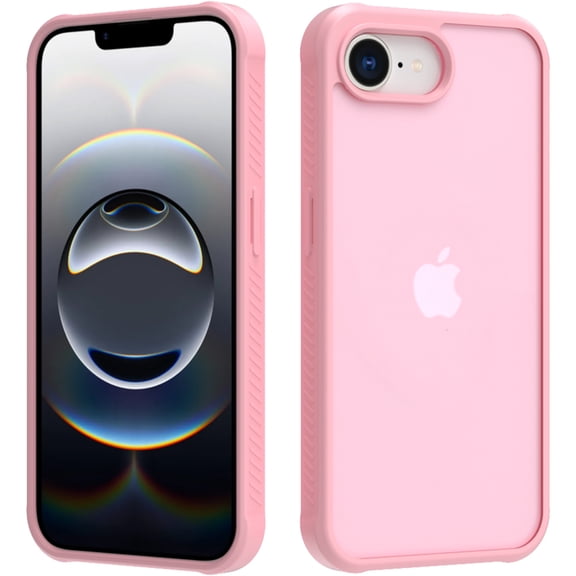 Decase for iPhone 16e Skin-Feel Translucent Case,Military Grade Anti-Drop Rugged Shockproof and Anti-Yellowing Protection Cover,Anti-Scratch Soft TPU + Hard PC Hybrid Cover for iPhone 16e,Pink