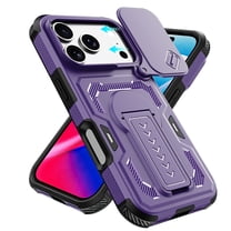 Decase for iPhone 17 Pro Case,Upgrade Slide Lens Cover & Kickstand,Heavy Duty Bumper Shockproof Case,Rugged PC TPU Hybrid Back Cover for iPhone 17 Pro,Purple