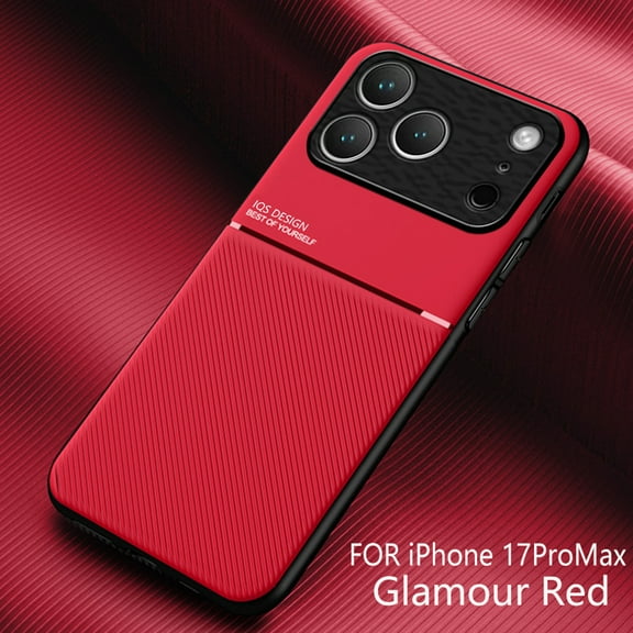 Decase for iPhone 17 Pro Max Case,Rugged Case Fit Car Magnetic Holder,Hard PC + TPU Silicone Shockproof Back Cover, for iPhone 17 Pro Max Dual-Layer Hard Back Cover Built-in Magnetic Metal Plate,Red