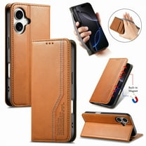 Decase for iPhone 17 Wallet Case,Business Slim Flip Wallet Case with Card Holder,Premium PU Leather Protective Cover with Elastic Wristband for Apple iPhone 17 6.3",Brown