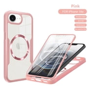 Decase for iPhone 17e/16e Magnetic Case,Clear Full-Body Protective Case,Compatible with Mag-Safe,Rugged Silicone Hybrid Slim Clear Cover with Built in Screen Protector for Women Men,Pink