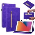 thumbnail image 1 of Decase for ipad 56/pro 9.7 inch 2016/2017/2018 Sleepable Pure Color Zipper Wallet Card Slot Pen Slot ipad Case, Soft TPU Back Shock Resistant Drop ipad Case for iPad 6th Generation, Purple, 1 of 7