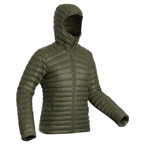 Decathlon Forclaz Trek 100, 23°F Real Down Packable Puffer Backpacking Jacket, Men's, Green, Extra Small