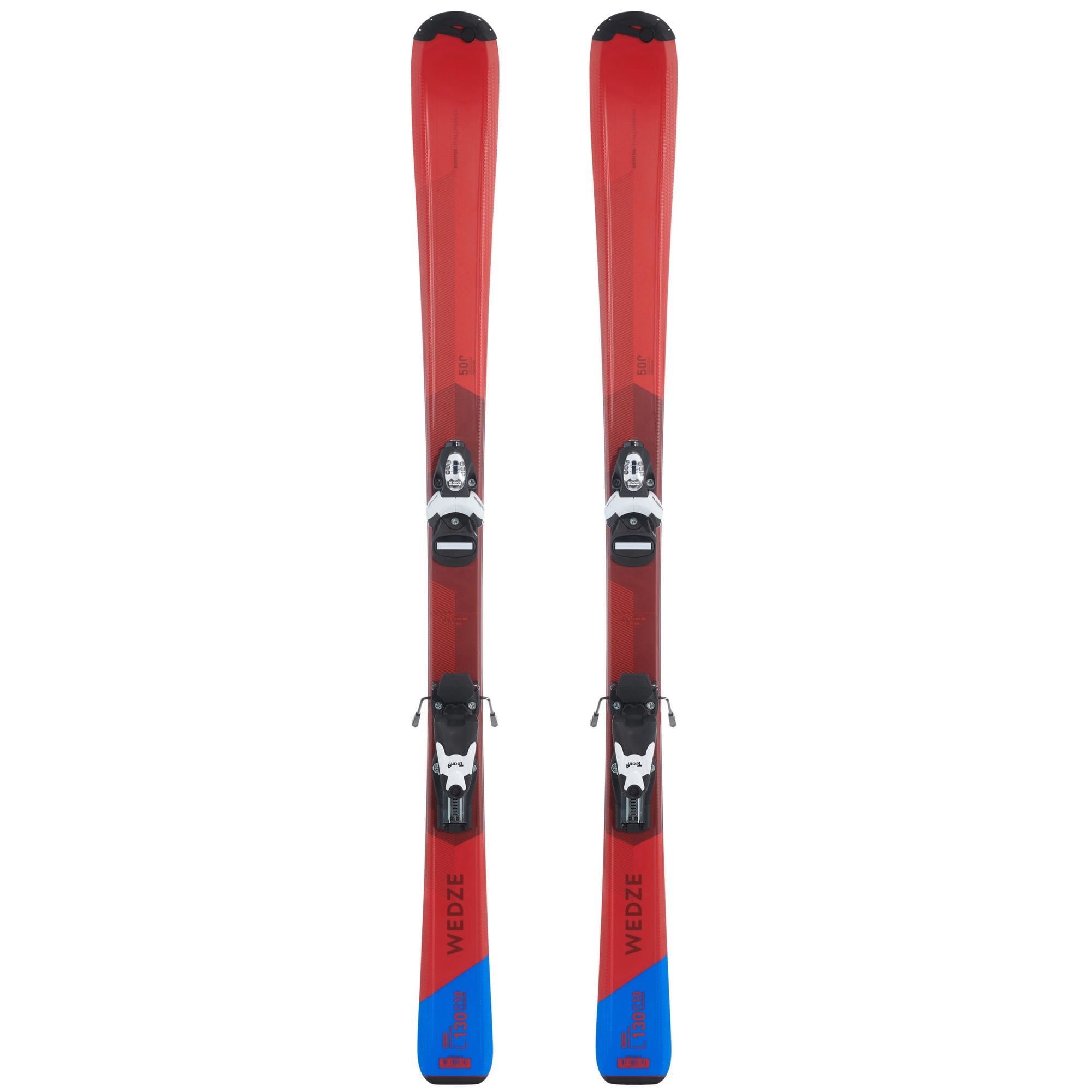 Decathlon Wedze 500 Kids Downhill Skis with Boost Bindings, Red