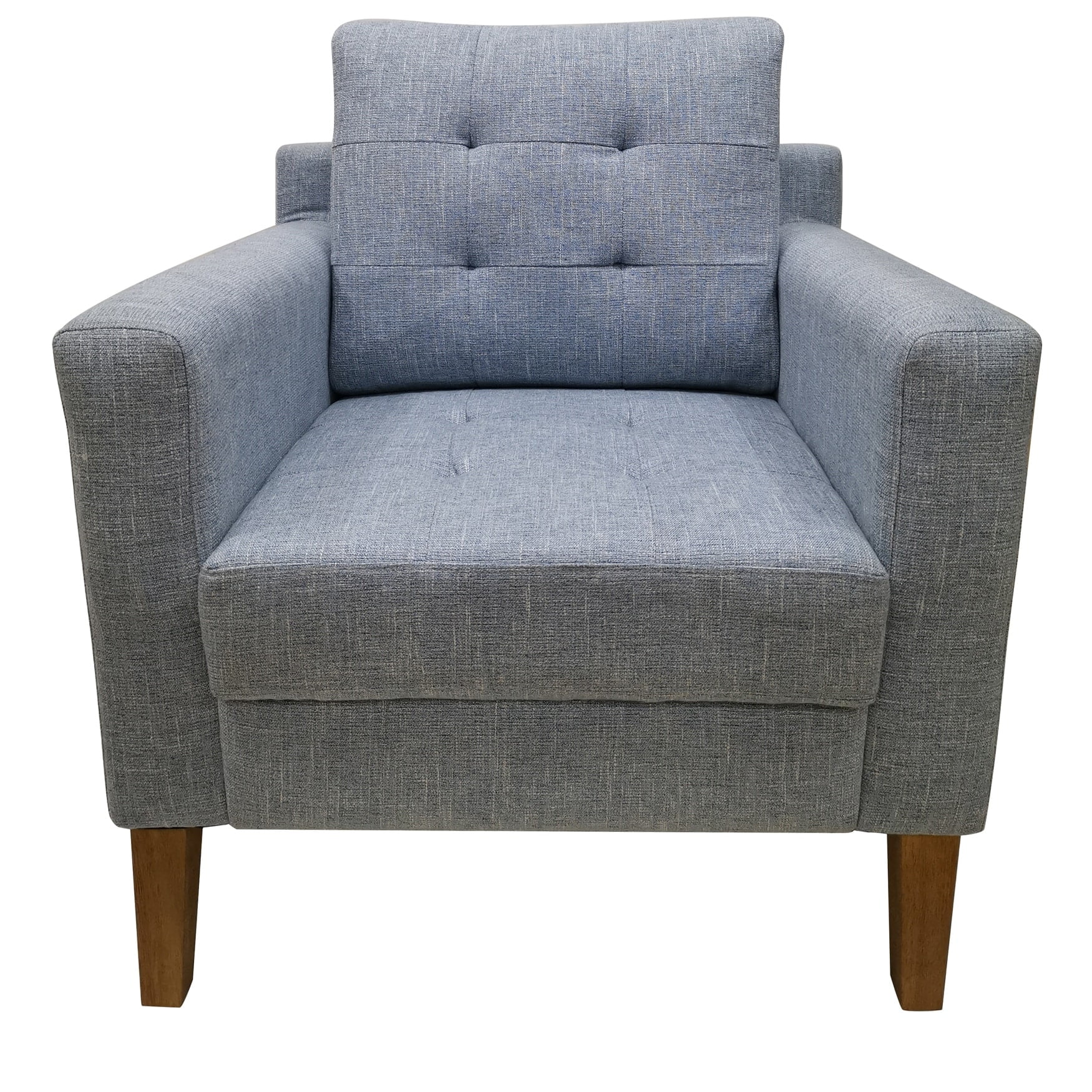 Blue Upholstered Wood Mid Century Modern Accent Chair