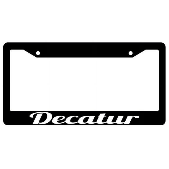 Decatur Black Plastic License Plate Frame City State