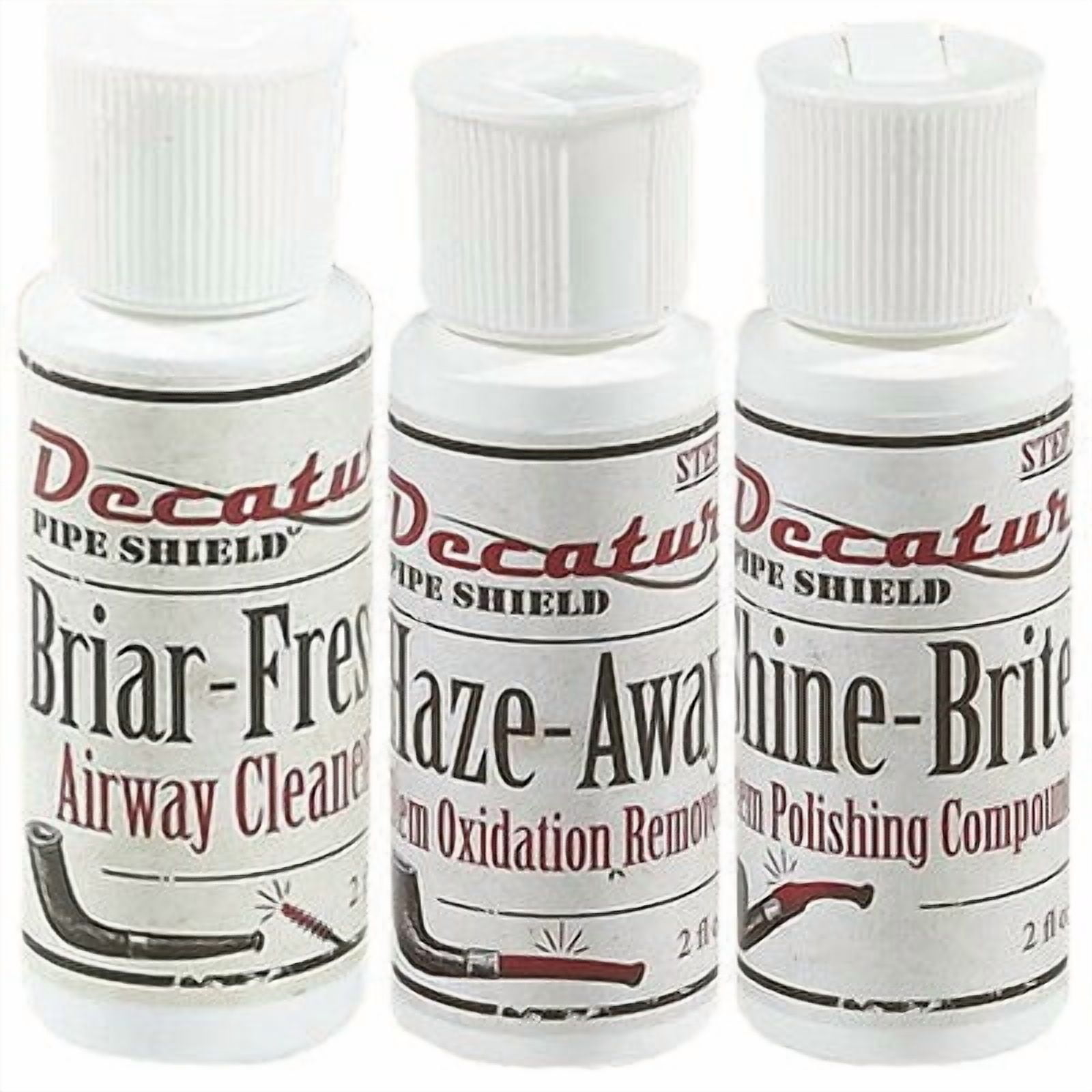 Decatur Pipe Shield 3 Pack Briar-Fresh Haze Away Shine-Brite Cleaning Kit 1750K