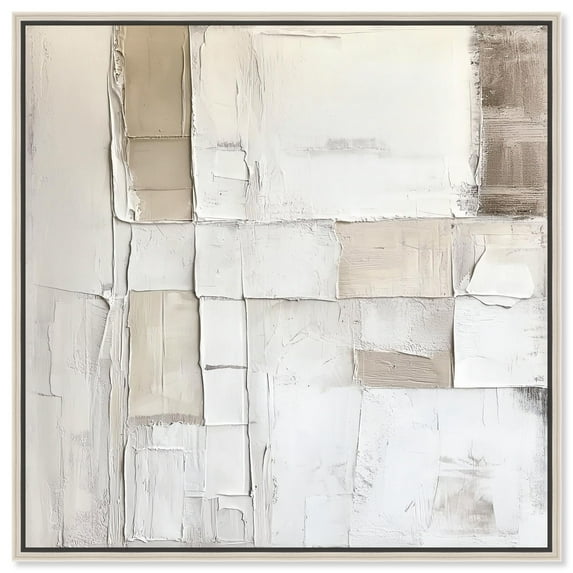 Decayed Charm Canvas Minimalist Abstract by Art Remedy, Silver Frame, 40" x 40"