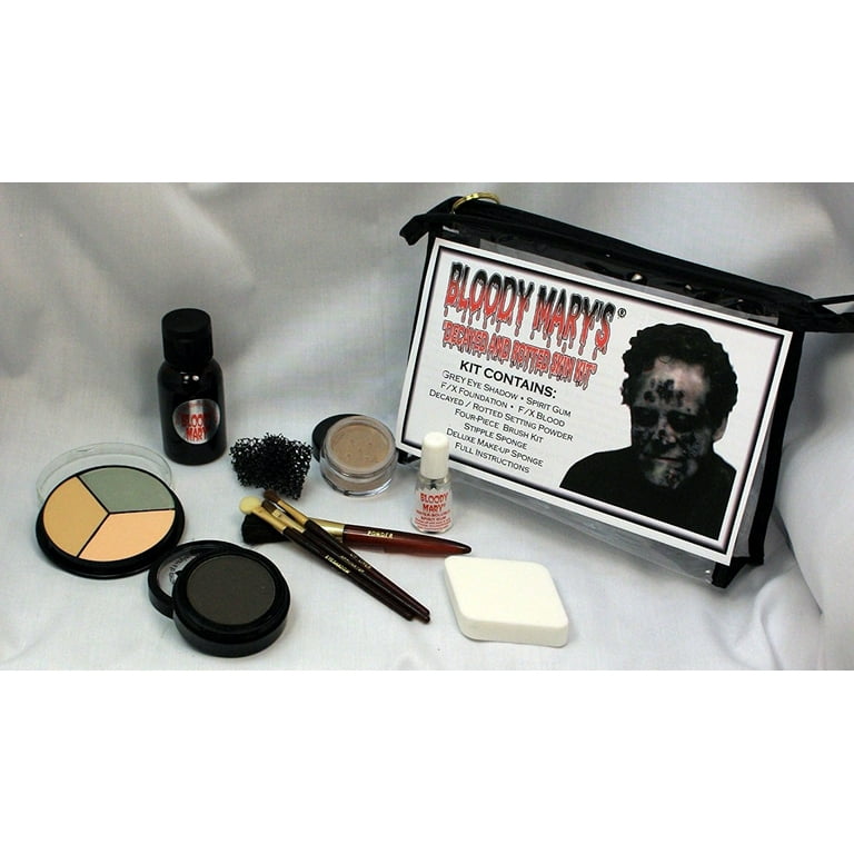 Decayed & Rotted Skin Special Effects Makeup Kit By Bloody Mary - Halloween  Costume SFX Makeup - FX Foundation & Blood, Eye Shadow, Setting Powder,  Stipple & Application Sponge, 4 Brushes 