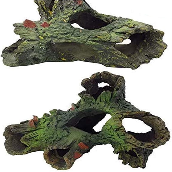 Decaying Trunk Aquarium Ornament, Betta Fish Hideout - Resin Aquarium Decoration Log with Holes & Caves