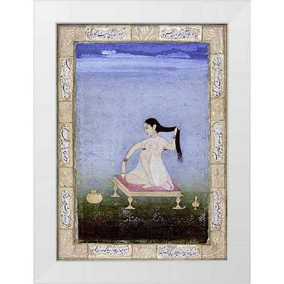 Deccan 18x24 White Modern Wood Framed Museum Art Print Titled - A Woman at Her Toilet
