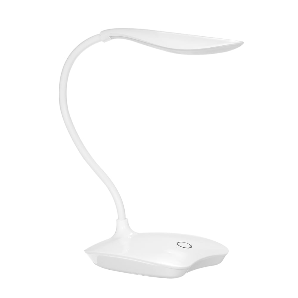 Decdeal Ultralight White LED USB Rechargeable Dimmable Eye-Caring Desk Lamp Touch Control Table Light with 360 Rotatable Head Flexible Hose