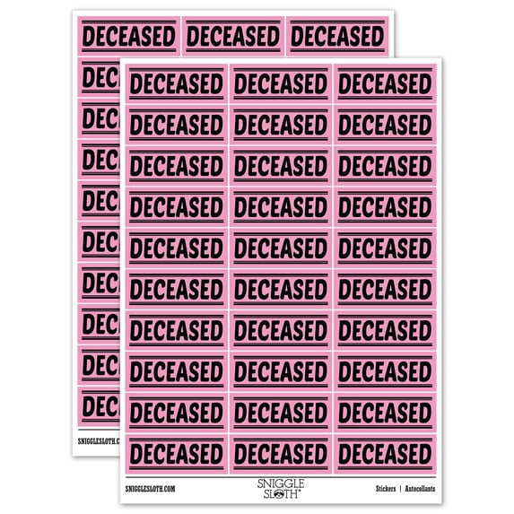 Deceased Border Top Bottom Sticker Set - Light Pink - Gloss Finish - 1.75" Medium