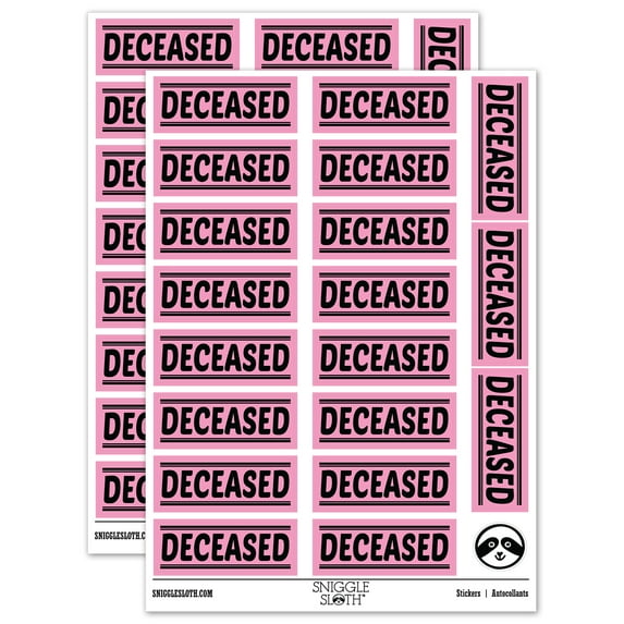 Deceased Border Top Bottom Sticker Set - Light Pink - Gloss Finish - 2.00" Large